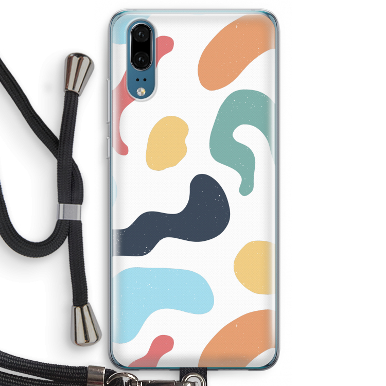 Memphis Shapes Blue: Huawei P20 Transparant Hoesje met koord