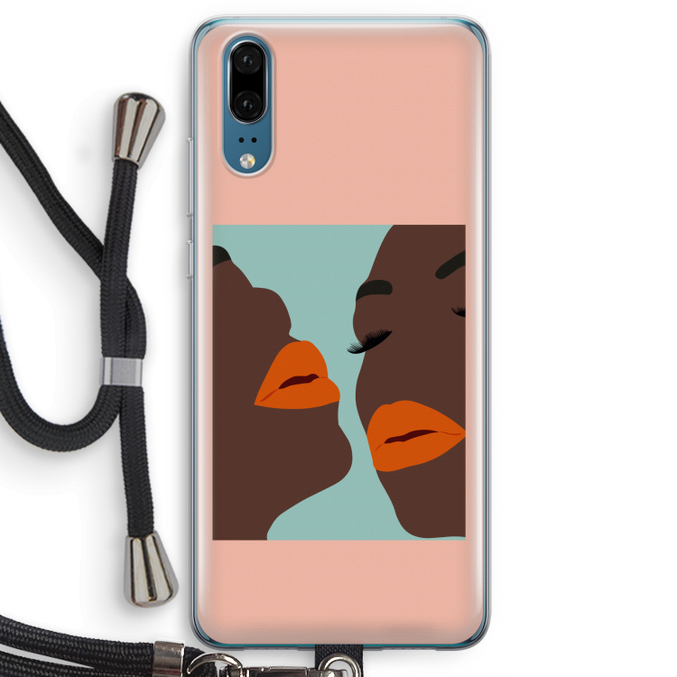 Orange lips: Huawei P20 Transparant Hoesje met koord