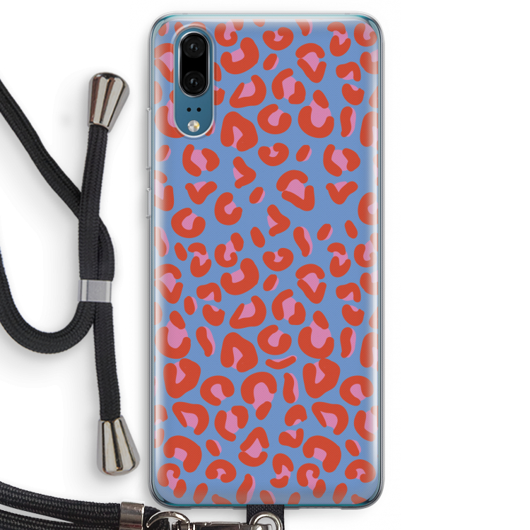 Leopard blue: Huawei P20 Transparant Hoesje met koord