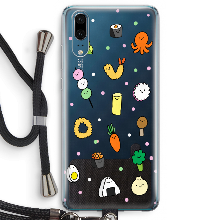 Happy bento friends: Huawei P20 Transparant Hoesje met koord