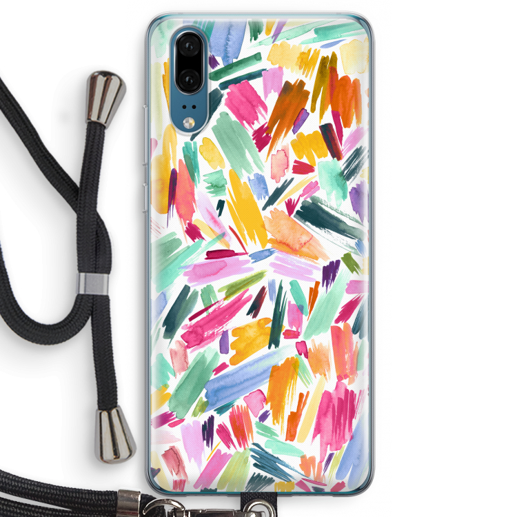 Watercolor Brushstrokes: Huawei P20 Transparant Hoesje met koord