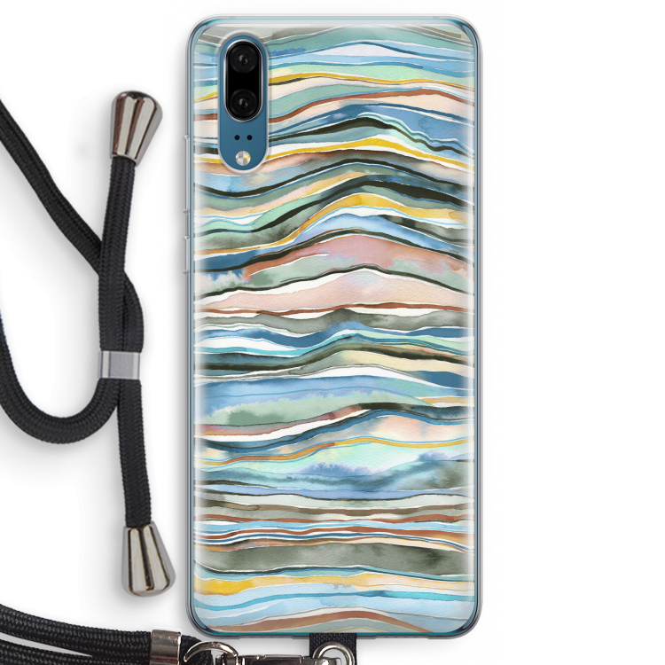 Watercolor Agate: Huawei P20 Transparant Hoesje met koord