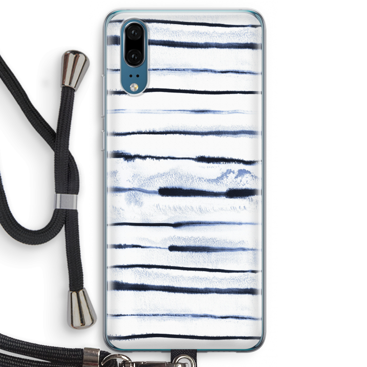 Ink Stripes: Huawei P20 Transparant Hoesje met koord