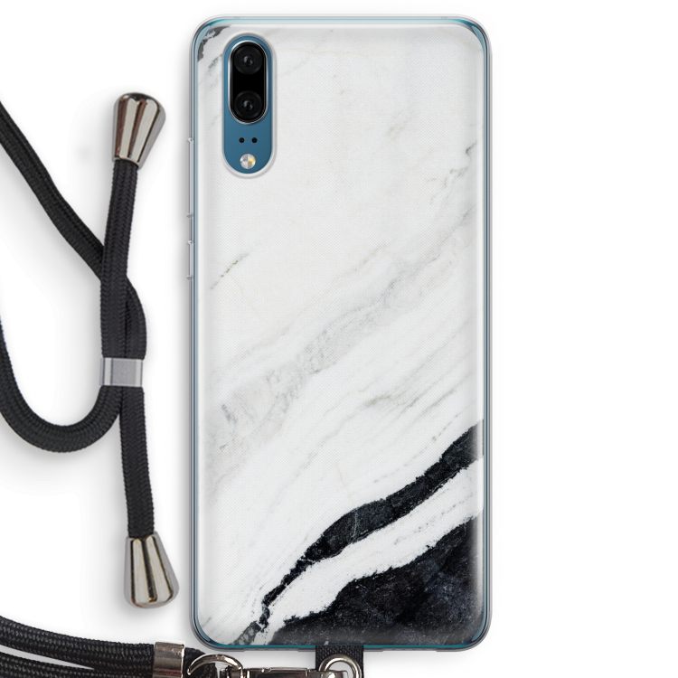 Elegante marmer: Huawei P20 Transparant Hoesje met koord
