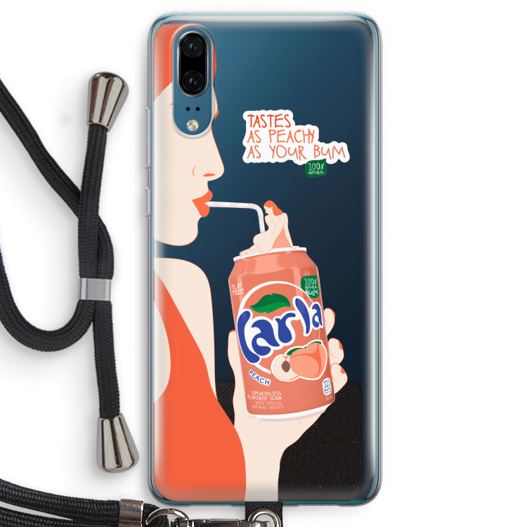 Peach please!: Huawei P20 Transparant Hoesje met koord