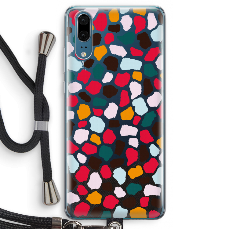 Colored Giraffe: Huawei P20 Transparant Hoesje met koord