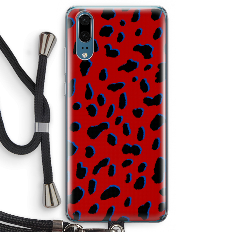 Red Leopard: Huawei P20 Transparant Hoesje met koord