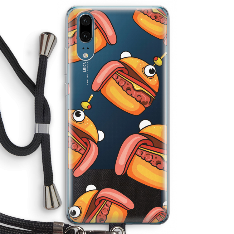Hamburger: Huawei P20 Transparant Hoesje met koord