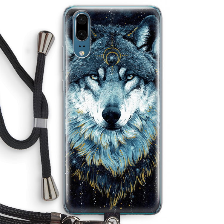 Darkness Wolf: Huawei P20 Transparant Hoesje met koord