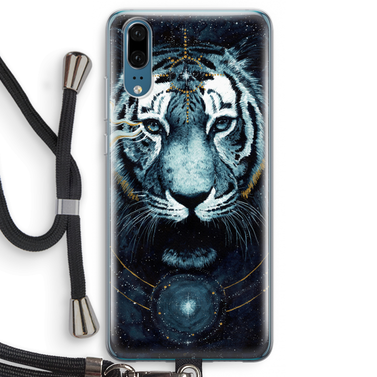 Darkness Tiger: Huawei P20 Transparant Hoesje met koord