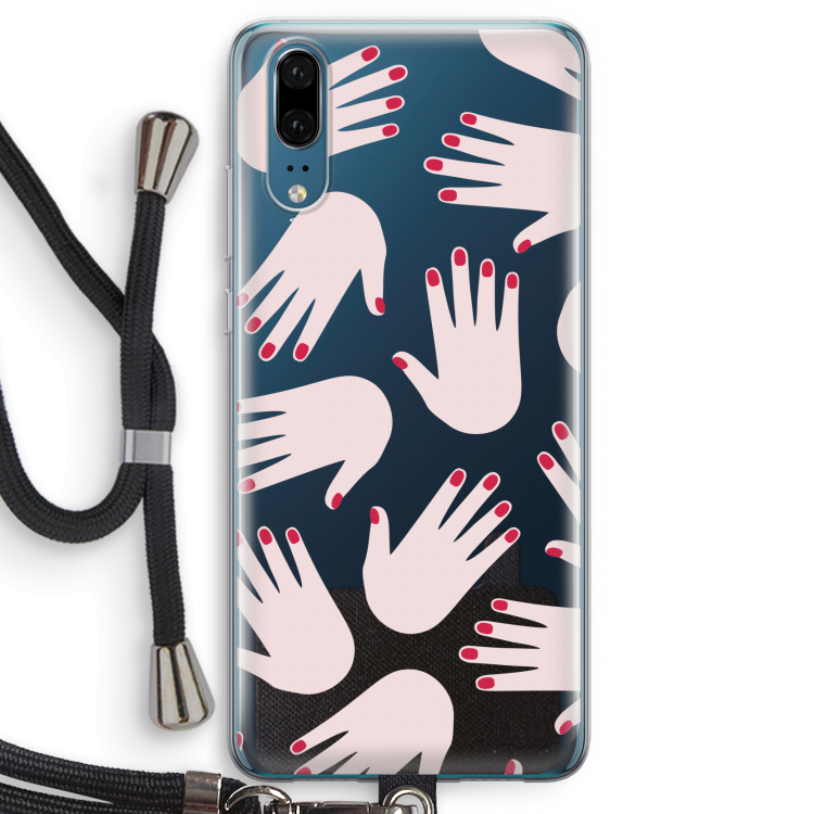 Hands pink: Huawei P20 Transparant Hoesje met koord