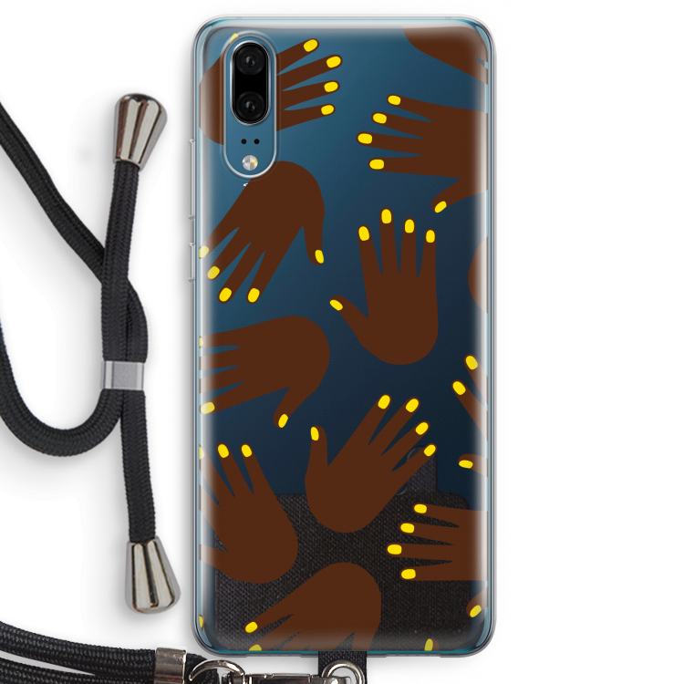 Hands dark: Huawei P20 Transparant Hoesje met koord