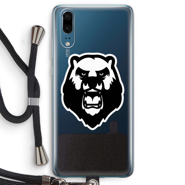 Angry Bear (white): Huawei P20 Transparant Hoesje met koord