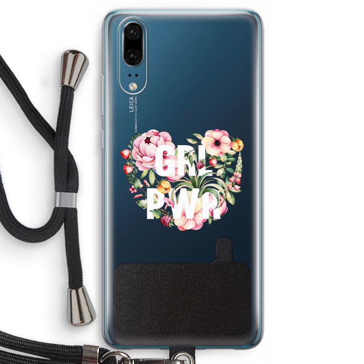 GRL PWR Flower: Huawei P20 Transparant Hoesje met koord