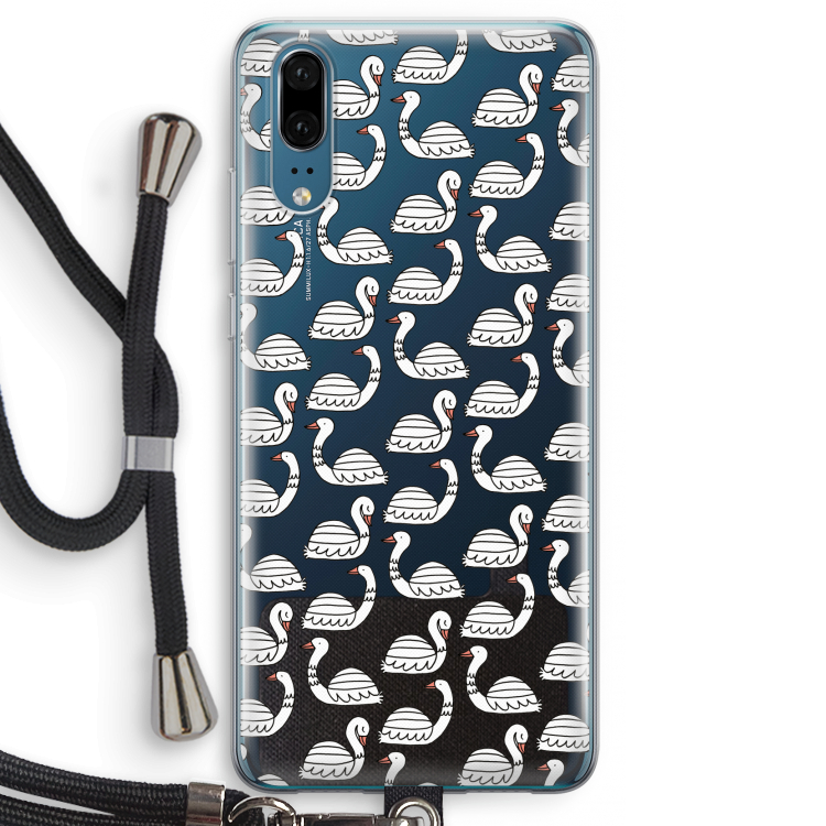 Zwanen: Huawei P20 Transparant Hoesje met koord
