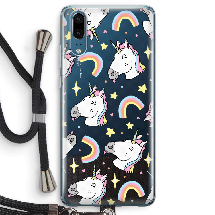 Rainbow Unicorn: Huawei P20 Transparant Hoesje met koord