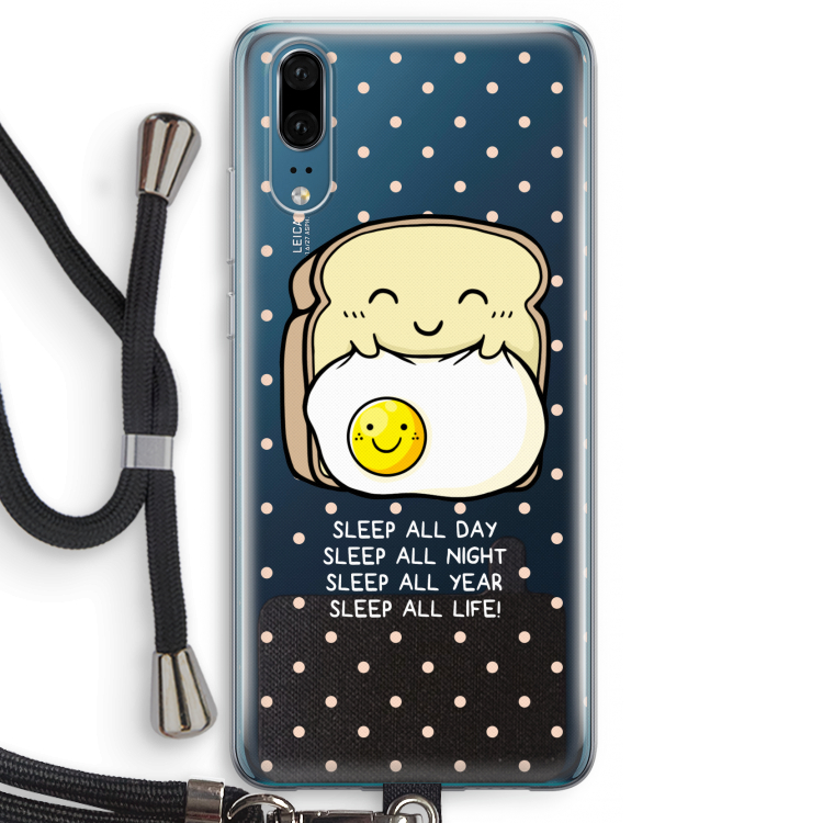 Sleep All Day: Huawei P20 Transparant Hoesje met koord
