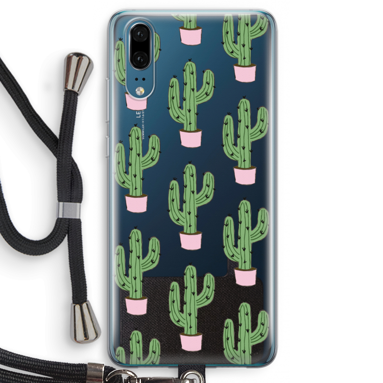 Cactus Lover: Huawei P20 Transparant Hoesje met koord