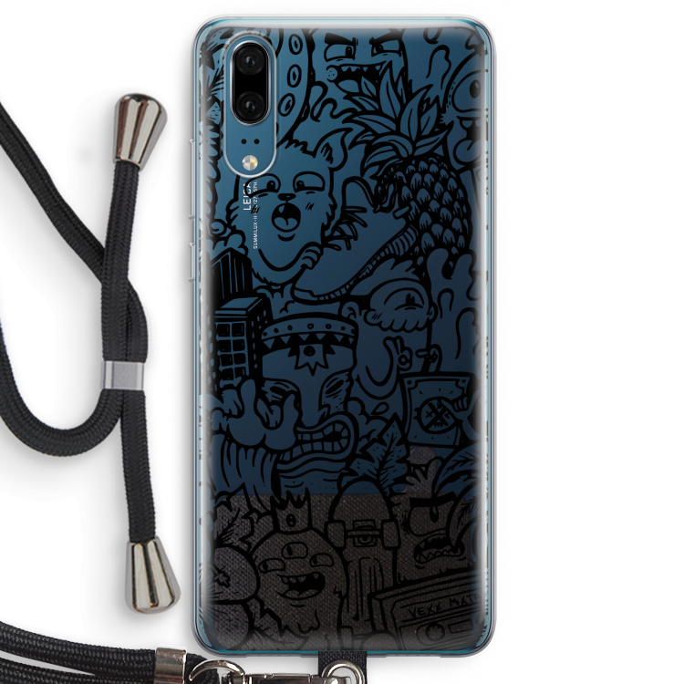 Vexx Black Mixtape: Huawei P20 Transparant Hoesje met koord