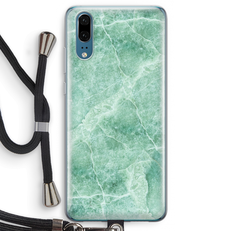 Groen marmer: Huawei P20 Transparant Hoesje met koord
