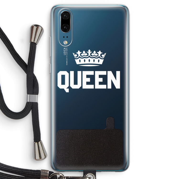 Queen zwart: Huawei P20 Transparant Hoesje met koord