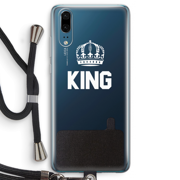 King zwart: Huawei P20 Transparant Hoesje met koord
