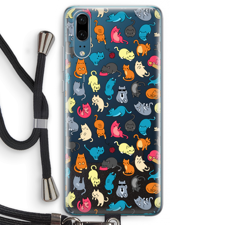 Kleurrijke katten: Huawei P20 Transparant Hoesje met koord