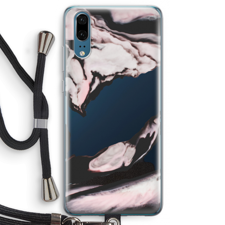 Roze stroom: Huawei P20 Transparant Hoesje met koord