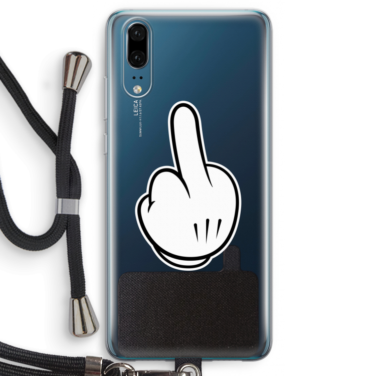 Middle finger white: Huawei P20 Transparant Hoesje met koord