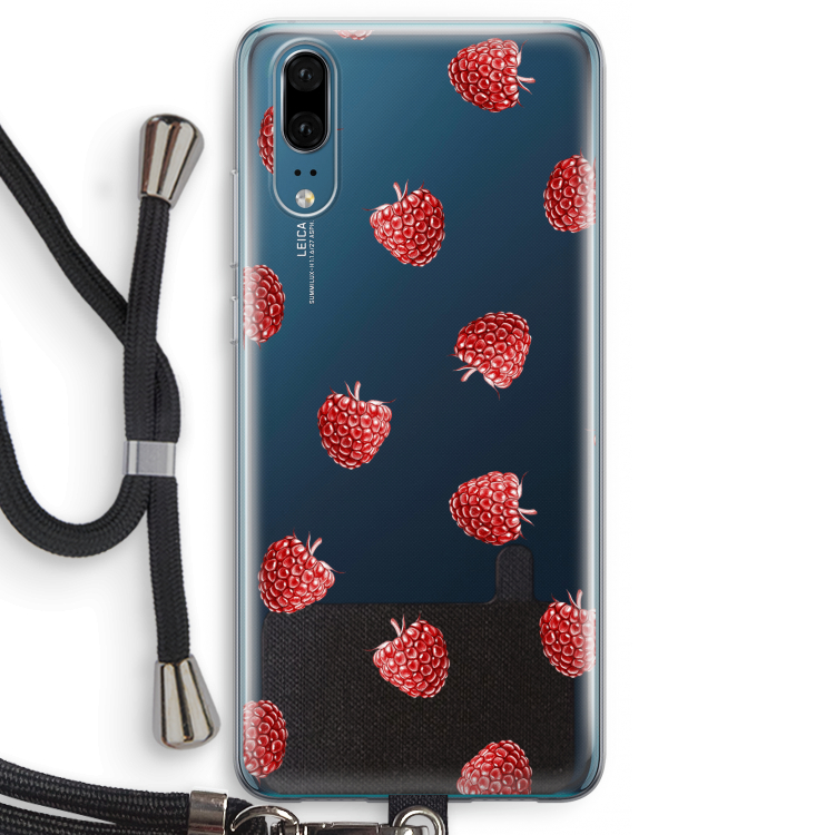 Framboosjes: Huawei P20 Transparant Hoesje met koord