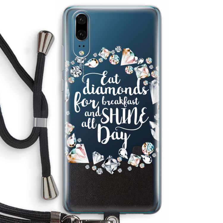 Diamonds: Huawei P20 Transparant Hoesje met koord