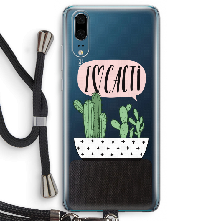 I love cacti: Huawei P20 Transparant Hoesje met koord