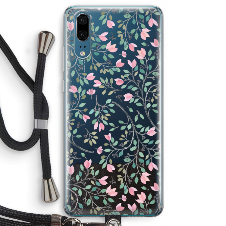 Sierlijke bloemen: Huawei P20 Transparant Hoesje met koord