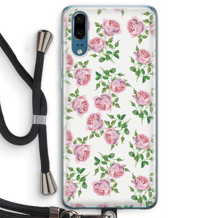 Kleine roosjes: Huawei P20 Transparant Hoesje met koord