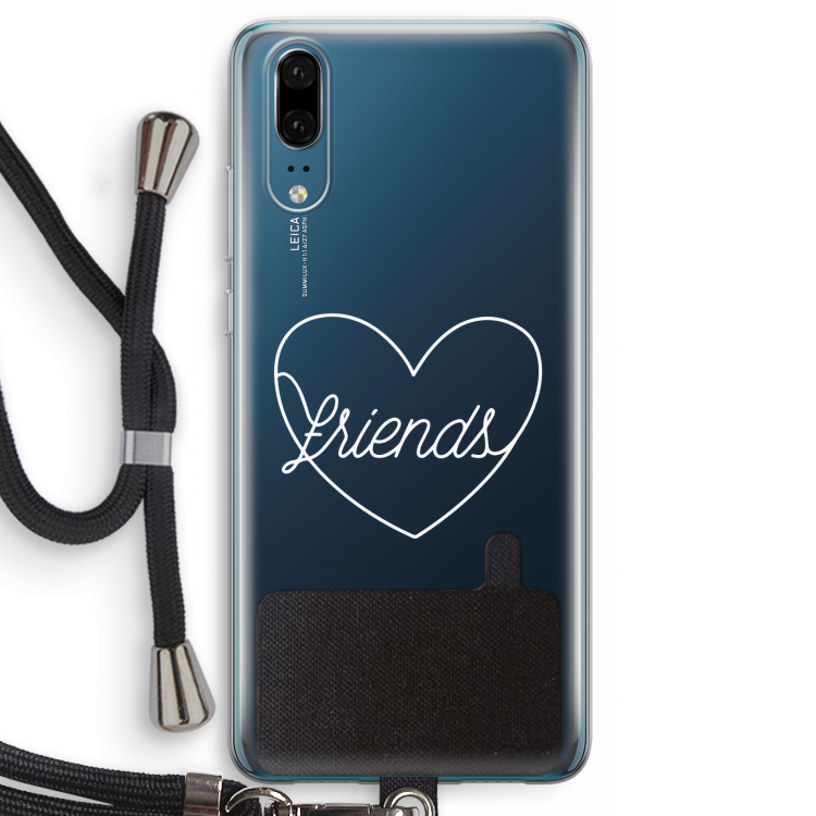 Friends heart pastel: Huawei P20 Transparant Hoesje met koord