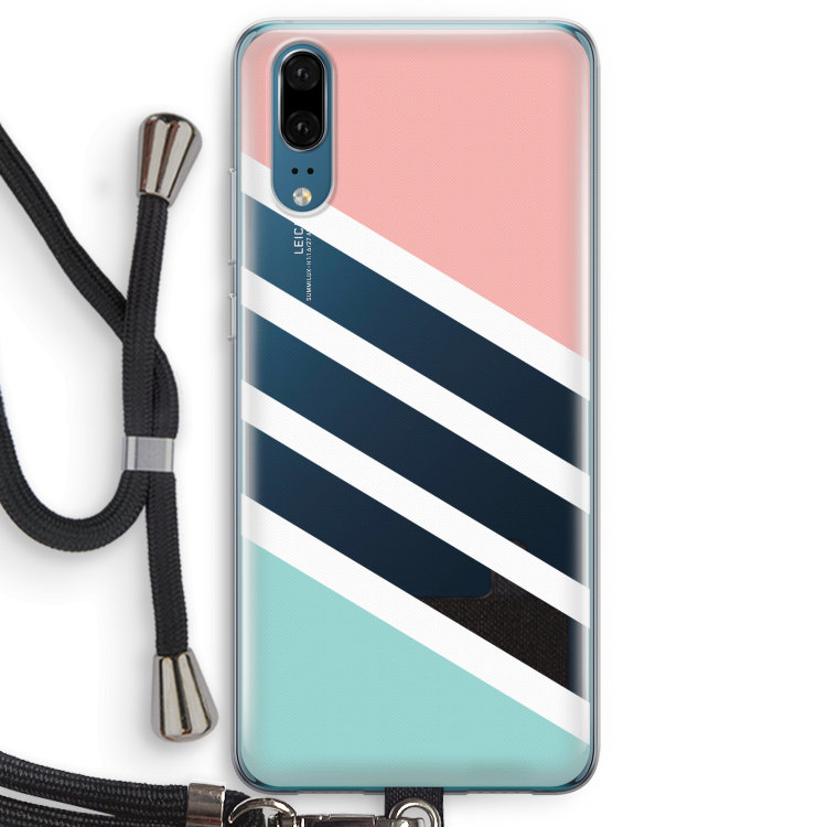 Strepen pastel: Huawei P20 Transparant Hoesje met koord