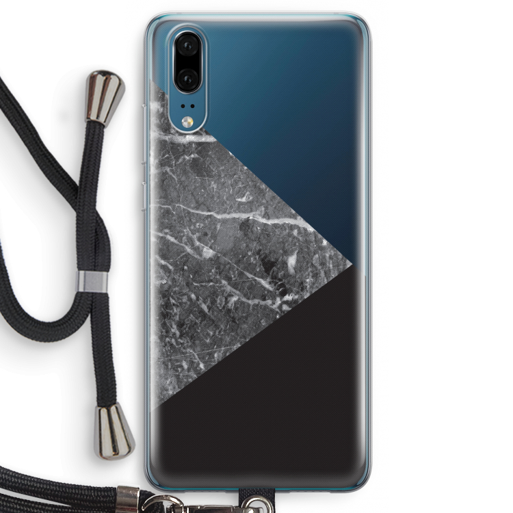 Combinatie marmer: Huawei P20 Transparant Hoesje met koord