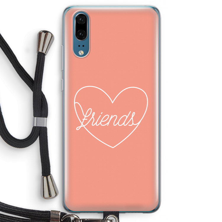 Friends heart: Huawei P20 Transparant Hoesje met koord