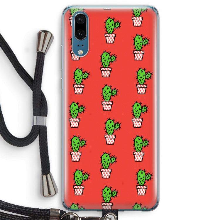 Mini cactus: Huawei P20 Transparant Hoesje met koord