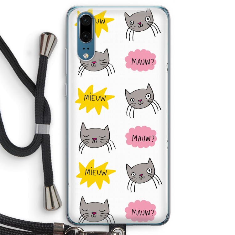 Meow: Huawei P20 Transparant Hoesje met koord