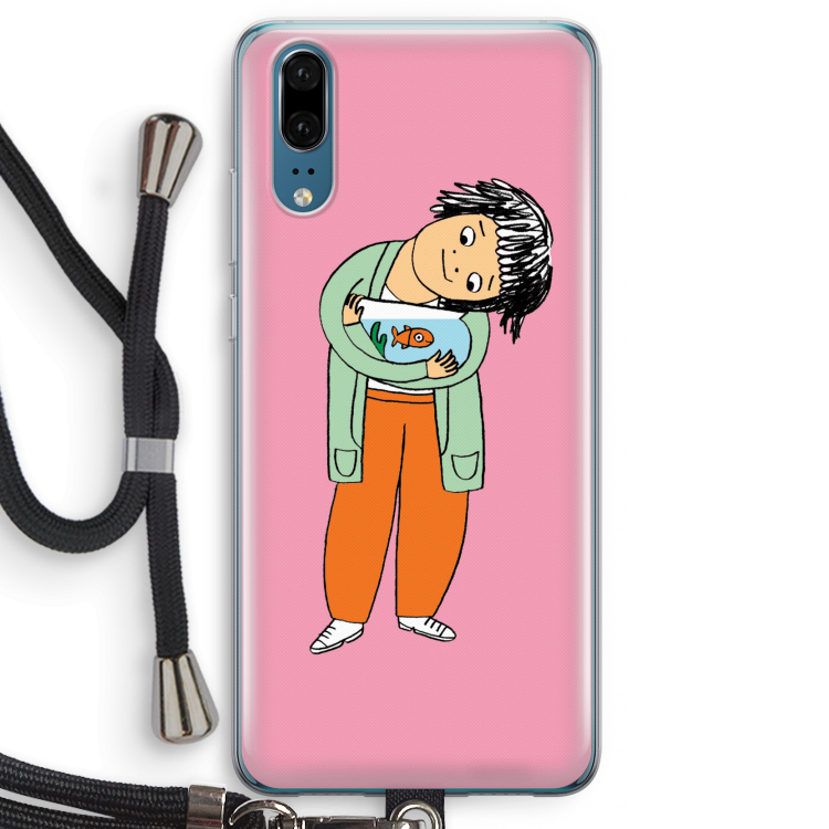 Visknuffel: Huawei P20 Transparant Hoesje met koord