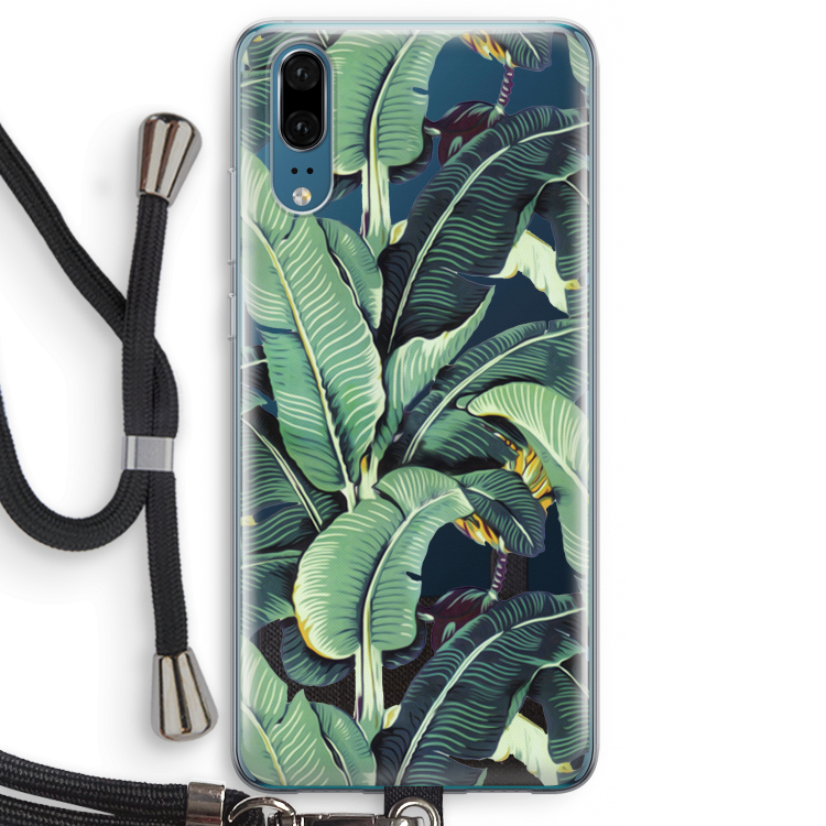 Bananenbladeren: Huawei P20 Transparant Hoesje met koord