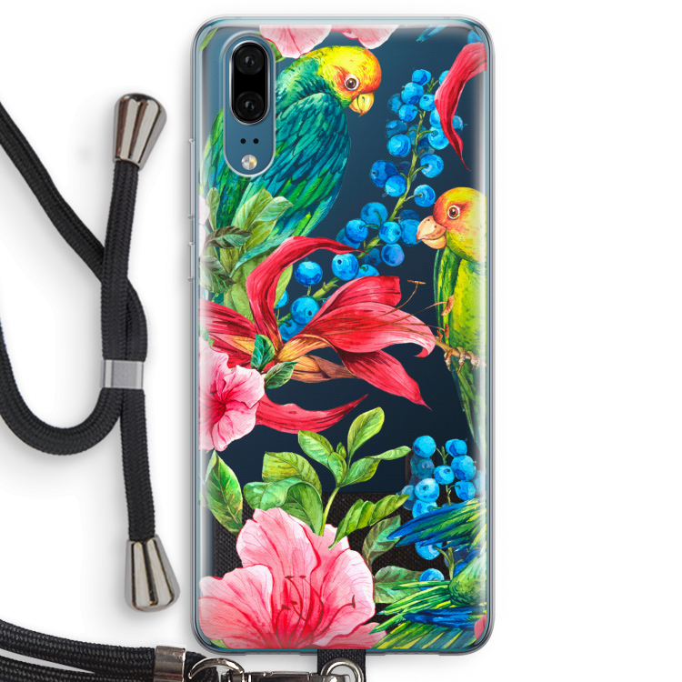 Papegaaien: Huawei P20 Transparant Hoesje met koord