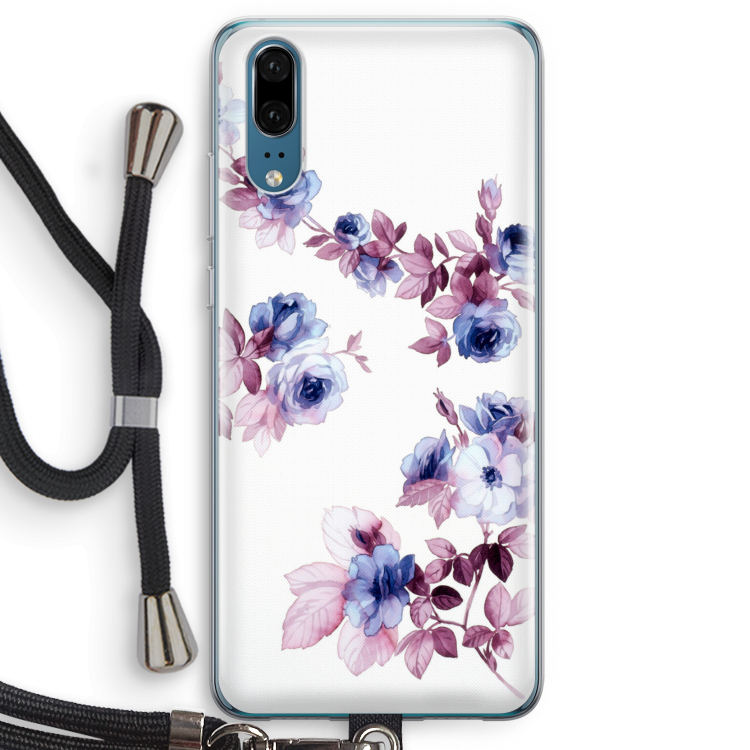 Waterverf bloemen: Huawei P20 Transparant Hoesje met koord