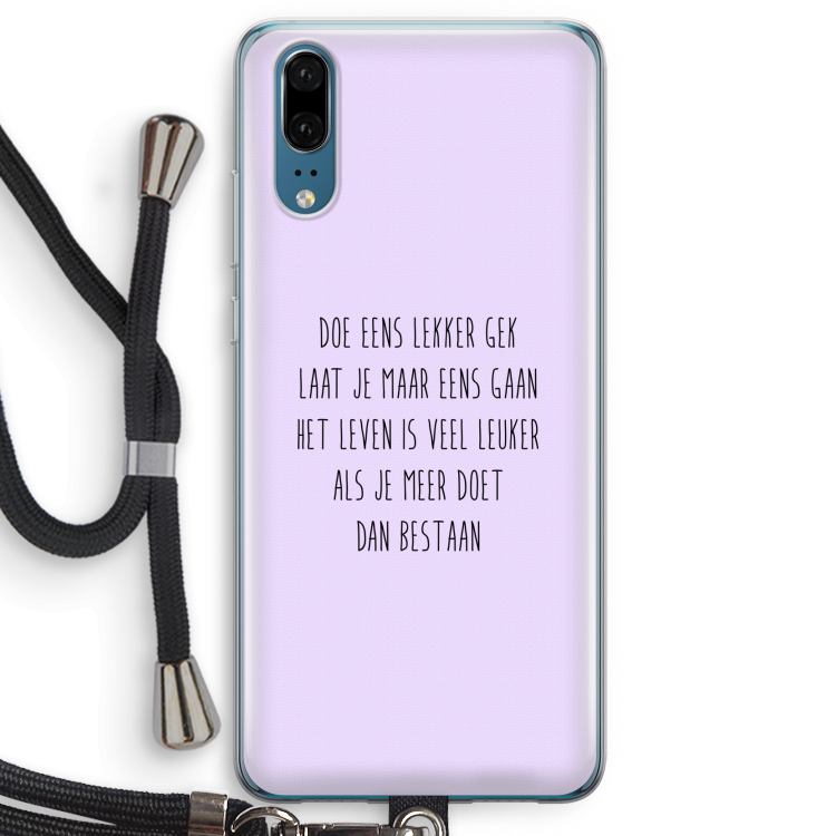 Gek: Huawei P20 Transparant Hoesje met koord