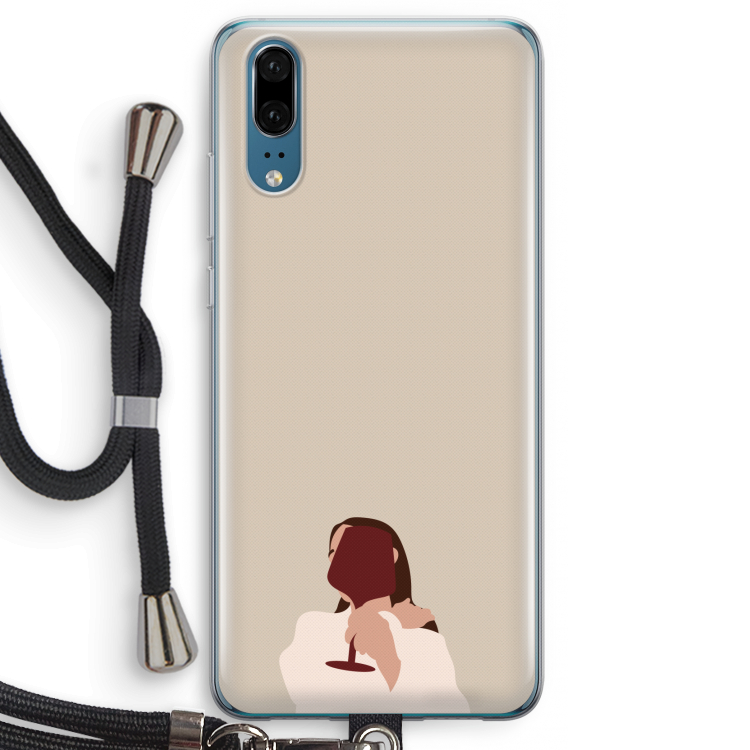 I drink wine: Huawei P20 Transparant Hoesje met koord
