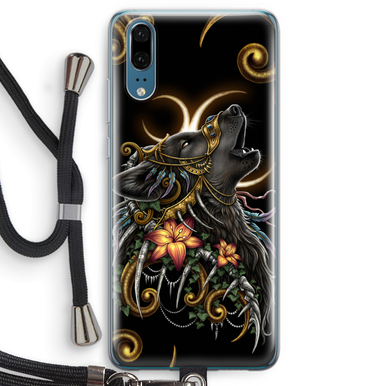 Huilende Wolf: Huawei P20 Transparant Hoesje met koord