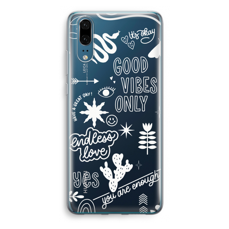 Good vibes: Huawei P20 Transparant Hoesje