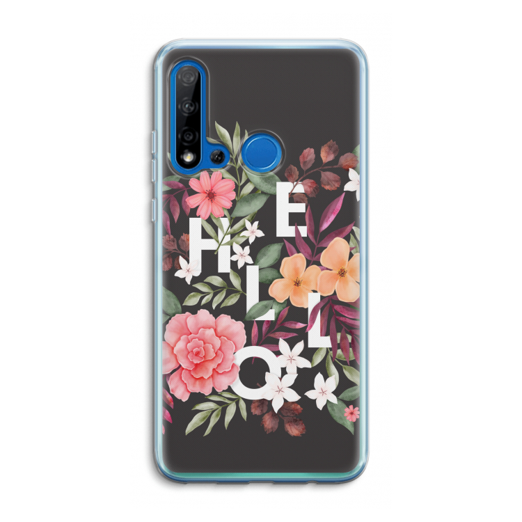 Hello in flowers: Huawei P20 Lite (2019) Transparant Hoesje
