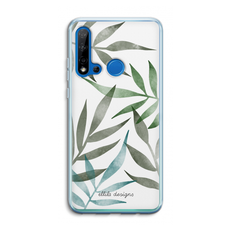 Tropical watercolor leaves: Huawei P20 Lite (2019) Transparant Hoesje